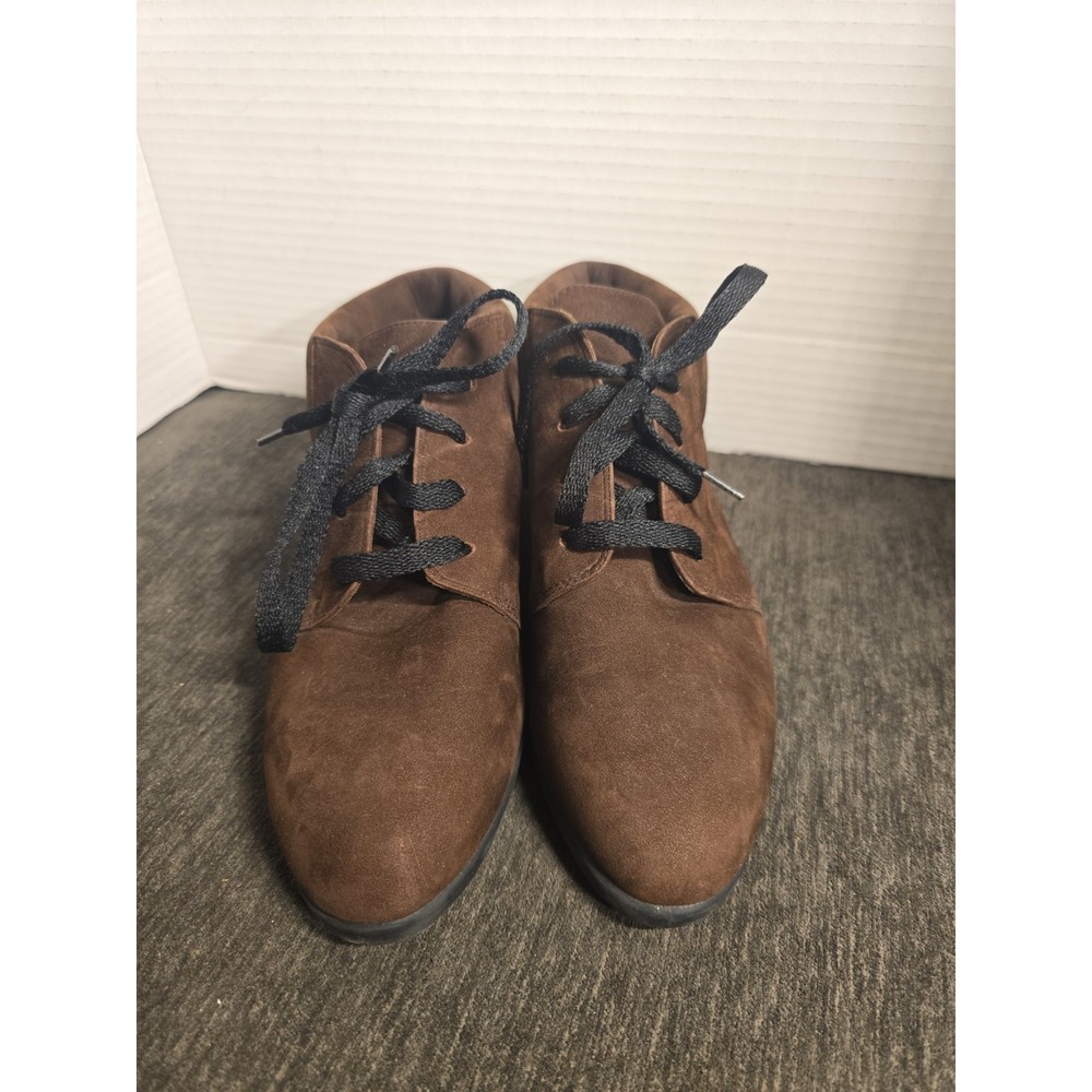 Rockport Ankle Booties Brown Womens Suede Tie Closure Size 7M Leather Upper